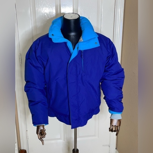 Vintage LL Bean Down Full Zip Jacket Nylon Windbreaker Coat Blue L Men USA Made  - Picture 6 of 11